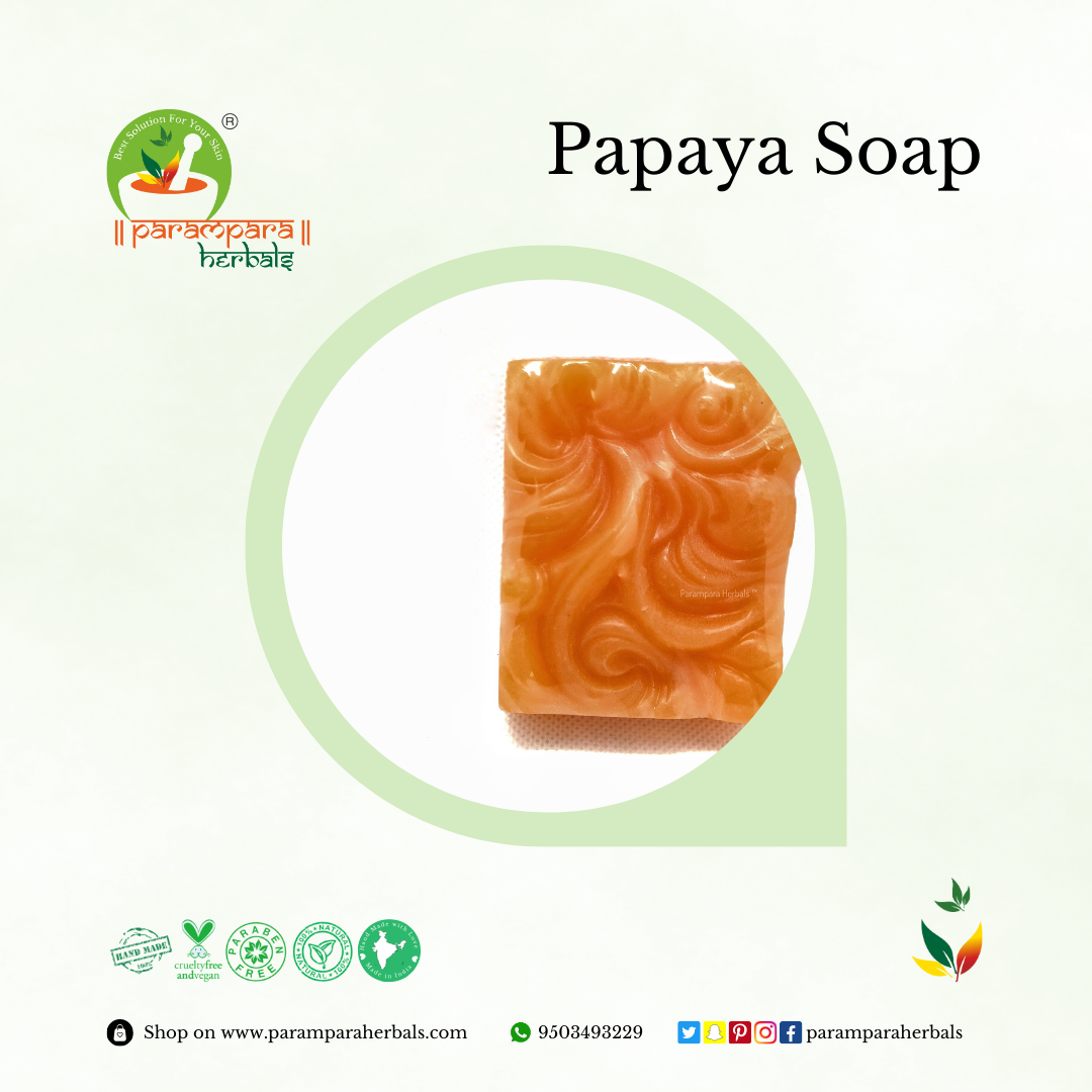 Papaya-Soap-Parampara-Herbals-For-Dry-Skin-Type-For-Sensitive-Skin-type-Baby-Soap